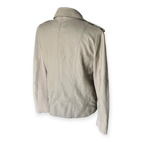 NEW Style & Co Women's Faux Leather Moto Jacket Beige Off White size M Edgy - Picture 8 of 11